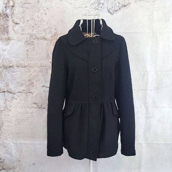 Billabong peacoat tailored basketweave in black Women's Size M - Picture 1 of 15